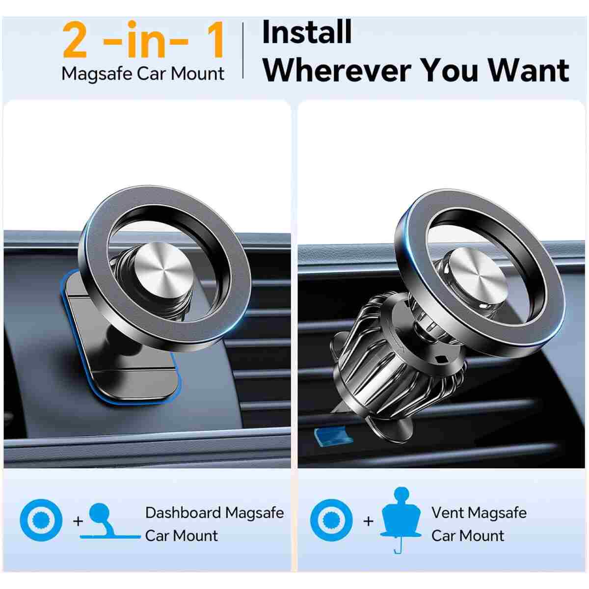 for Magsafe Car Mount【20 Strong Magnets】Magnetic Phone Holder for Car Phone Holder Mount Dash【360°】Cell Phone Holders for Your Car Accessories for Women Men iPhone 16 Pro Max 15...