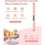 FUKKUDA Electric Candle Lighter with Safety Switch - USB Rechargeable Windproof & Flameless Plasma Arc Lighter for Easter Basket Stuffers (Rose Gold)