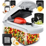 Fullstar Vegetable Chopper and Spiralizer - Food Chopper with Container, Fruit Slicer, Kitchen Gadgets & Accessories, Home Essentials (4 in 1, White)