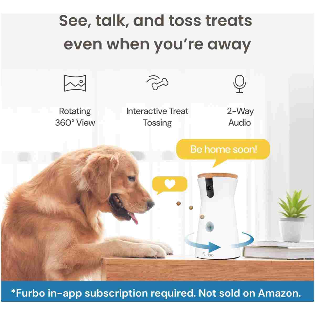 Furbo 360° Dog Camera + Nanny Bundle: Home Security & Pet Safety Alerts, Rotating Treat Dispenser with Speaker, Smart Home Indoor Cam w Phone App (Additional Subscription...