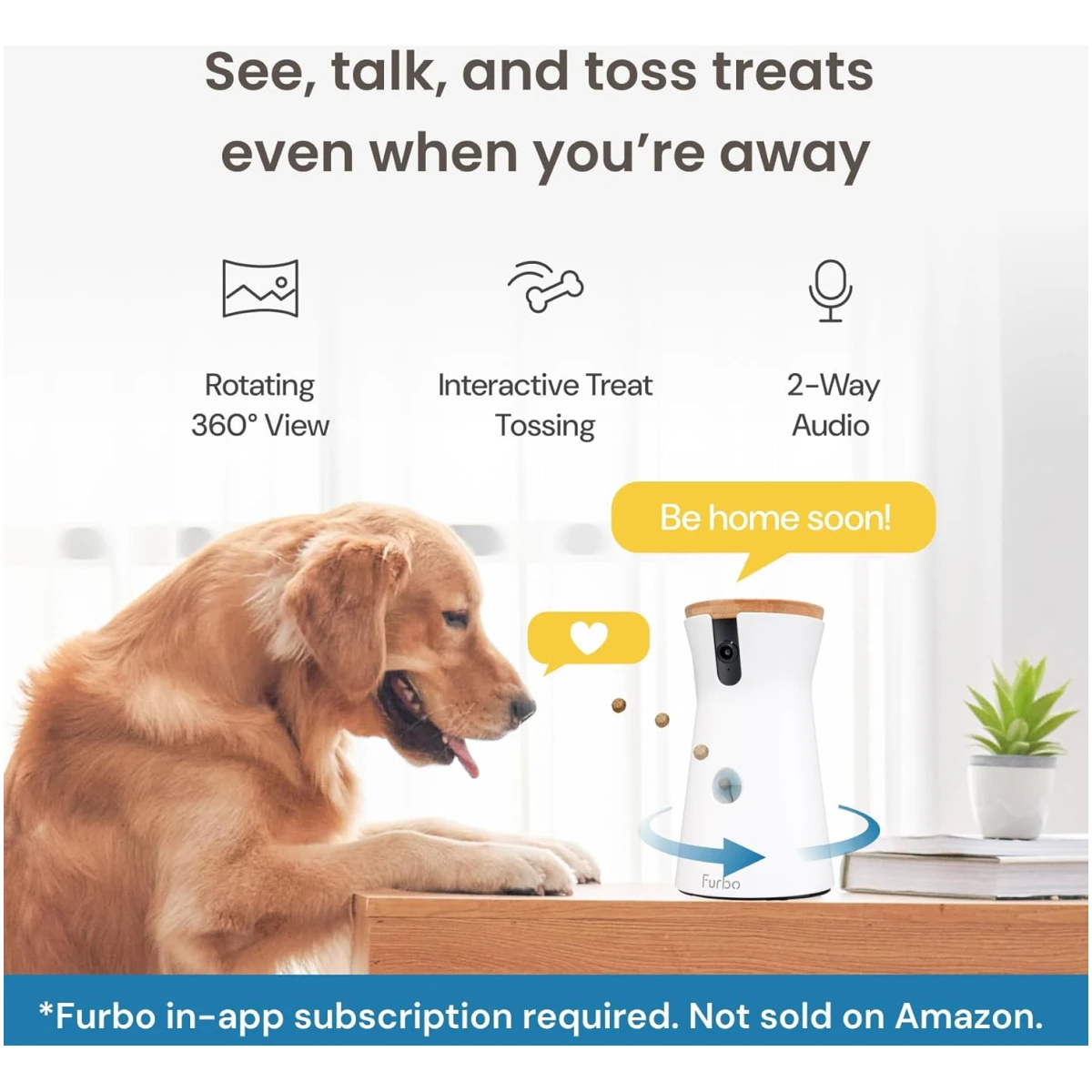 Furbo 360° Dog Camera + Nanny Bundle: Home Security & Pet Safety Alerts, Rotating Treat Dispenser with Speaker, Smart Home Indoor Cam w Phone App (Additional Subscription...
