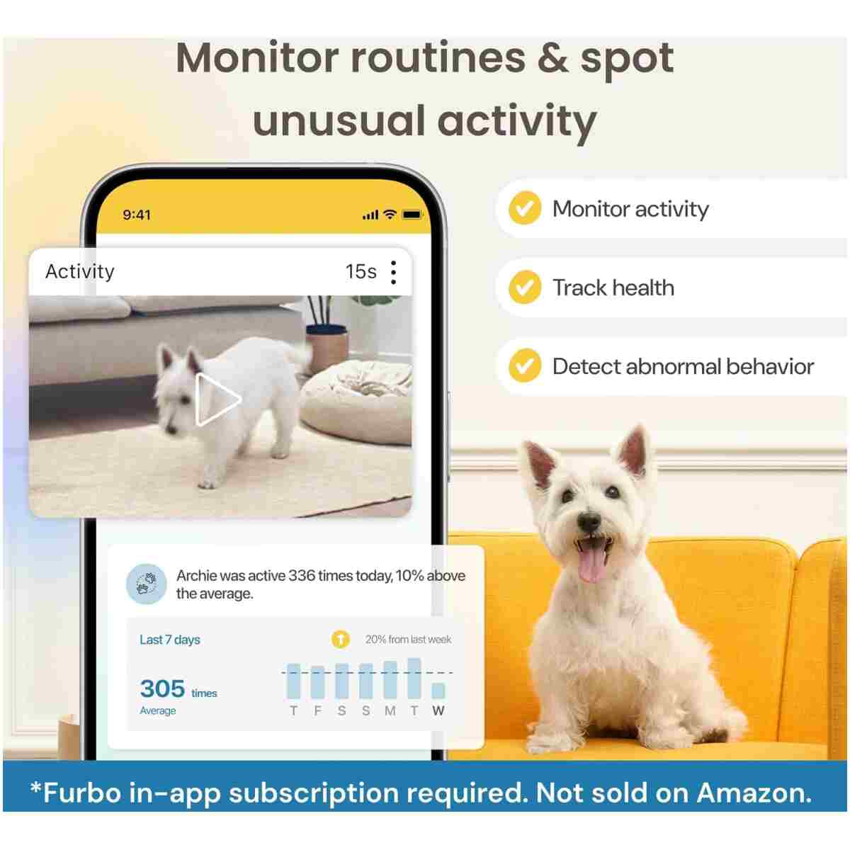 Furbo 360° Dog Camera + Nanny Bundle: Home Security & Pet Safety Alerts, Rotating Treat Dispenser with Speaker, Smart Home Indoor Cam w Phone App (Additional Subscription...