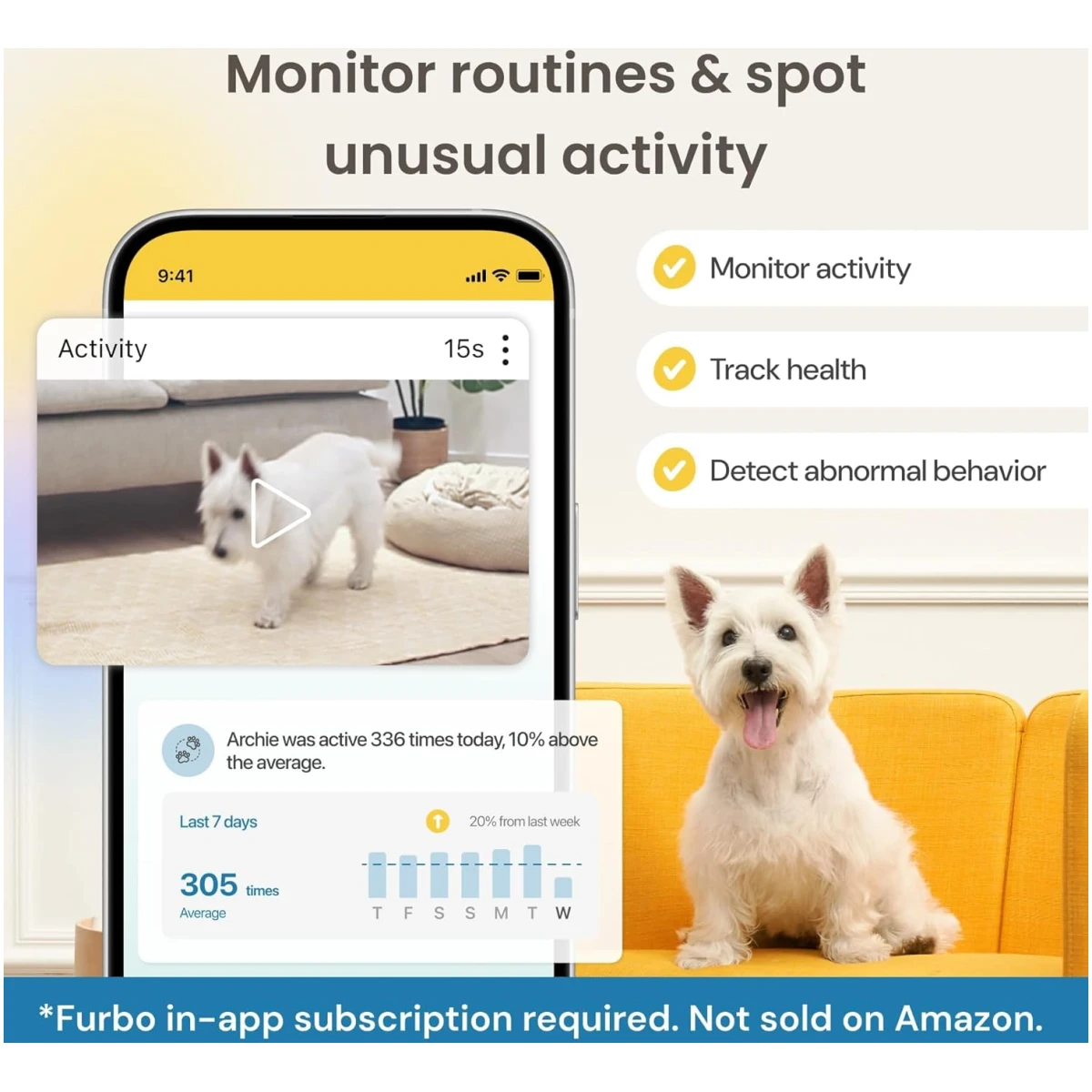 Furbo 360° Dog Camera + Nanny Bundle: Home Security & Pet Safety Alerts, Rotating Treat Dispenser with Speaker, Smart Home Indoor Cam w Phone App (Additional Subscription...