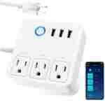 GHome Smart Plug Power Strip, WiFi Surge Protector Work with Alexa Google Home, Smart Outlets with 3 USB 3 Charging Port, Multi-Plug Extender for Home Office Cruise Ship Travel,...