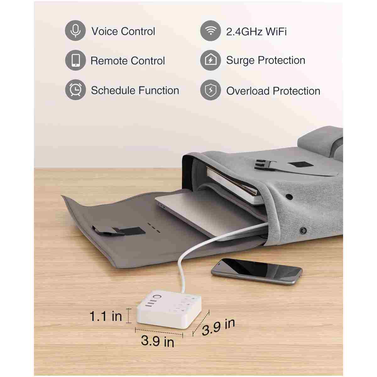 GHome Smart Plug Power Strip, WiFi Surge Protector Work with Alexa Google Home, Smart Outlets with 3 USB 3 Charging Port, Multi-Plug Extender for Home Office Cruise Ship Travel,...