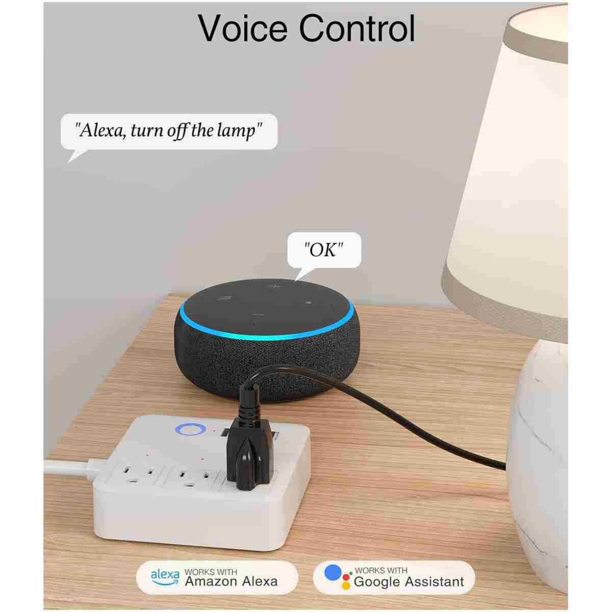 GHome Smart Plug Power Strip, WiFi Surge Protector Work with Alexa Google Home, Smart Outlets with 3 USB 3 Charging Port, Multi-Plug Extender for Home Office Cruise Ship Travel,...
