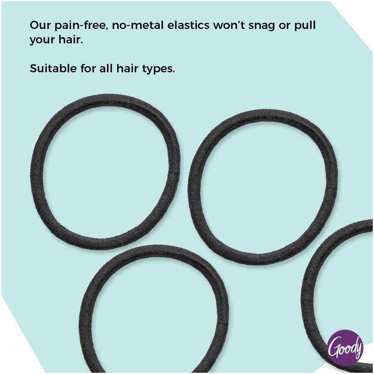 Goody Ouchless Elastic Hair Ties - 15 Ct, Black, 4MM Rubber Bands for Hair, Pain-Free Hair Accessories for Women & Men, Made for Long-Lasting Braids, Ponytails & More, All Hair...