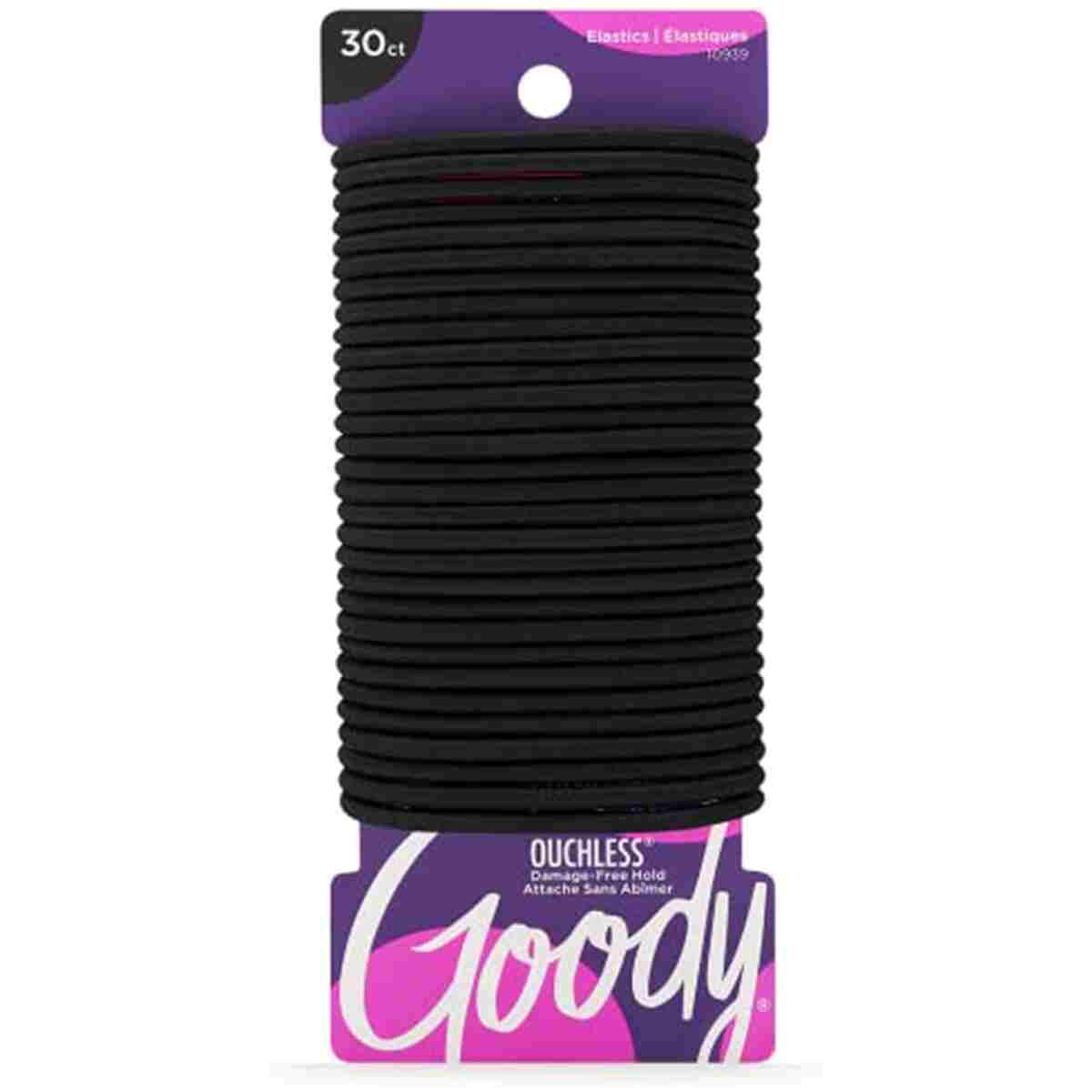 Goody Ouchless Elastic Hair Ties - 15 Ct, Black, 4MM Rubber Bands for Hair, Pain-Free Hair Accessories for Women & Men, Made for Long-Lasting Braids, Ponytails & More, All Hair...