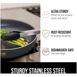 GORILLA GRIP Stainless Steel Heat Resistant Kitchen Tongs for Cooking, 9 + 12 Inch, Set of 2 BBQ Tong, Non Scratch Silicone Tip for Pan, Strong Grip, Grab Food, Toss Salad, Air...