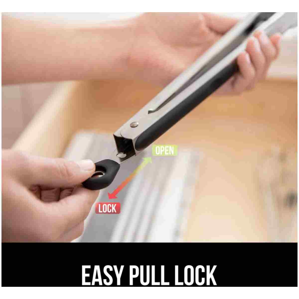 GORILLA GRIP Stainless Steel Heat Resistant Kitchen Tongs for Cooking, 9 + 12 Inch, Set of 2 BBQ Tong, Non Scratch Silicone Tip for Pan, Strong Grip, Grab Food, Toss Salad, Air...