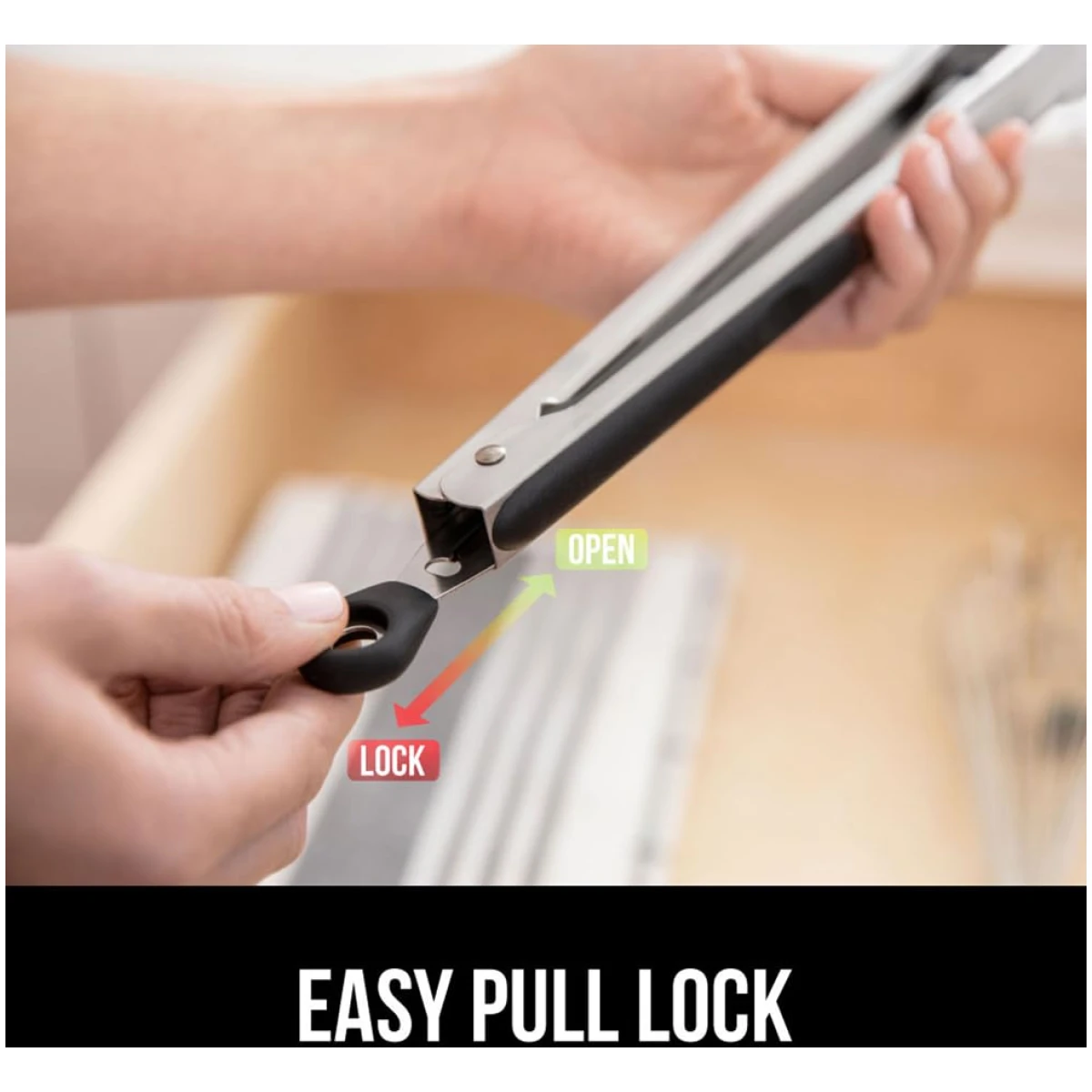 GORILLA GRIP Stainless Steel Heat Resistant Kitchen Tongs for Cooking, 9 + 12 Inch, Set of 2 BBQ Tong, Non Scratch Silicone Tip for Pan, Strong Grip, Grab Food, Toss Salad, Air...