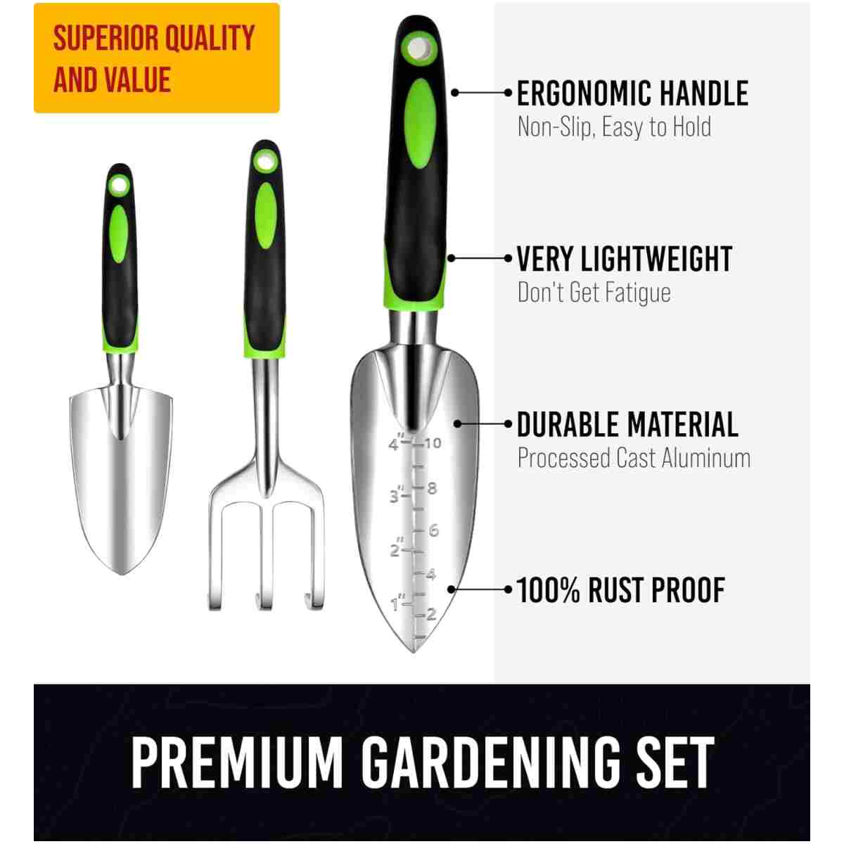 GROWIT Heavy Duty Gardening Tools - 22-Piece Gardening Gifts for Women, Mom, Men - Durable, Ergonomic Garden Tool Set