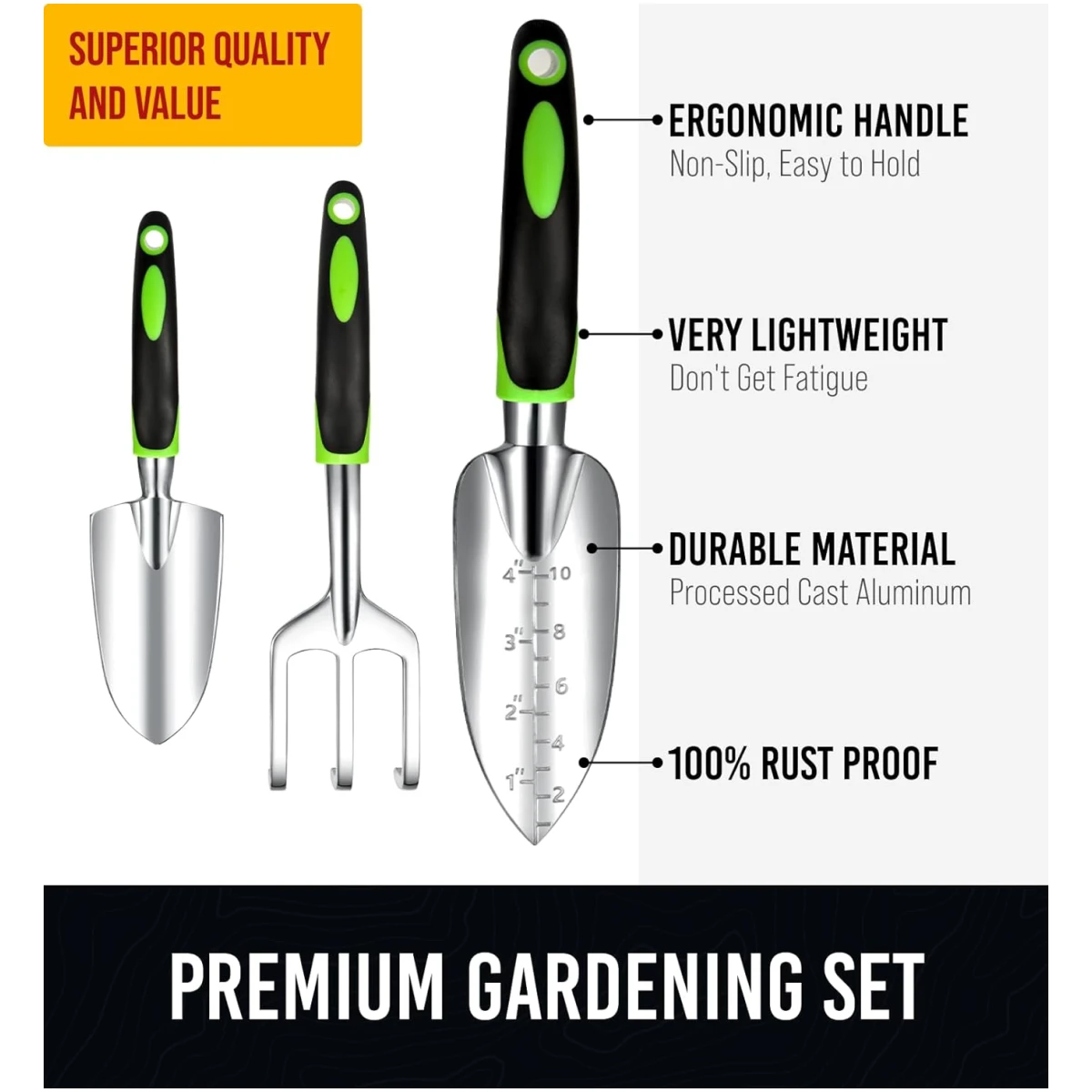 GROWIT Heavy Duty Gardening Tools - 22-Piece Gardening Gifts for Women, Mom, Men - Durable, Ergonomic Garden Tool Set