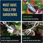 GROWIT Heavy Duty Gardening Tools - 22-Piece Gardening Gifts for Women, Mom, Men - Durable, Ergonomic Garden Tool Set