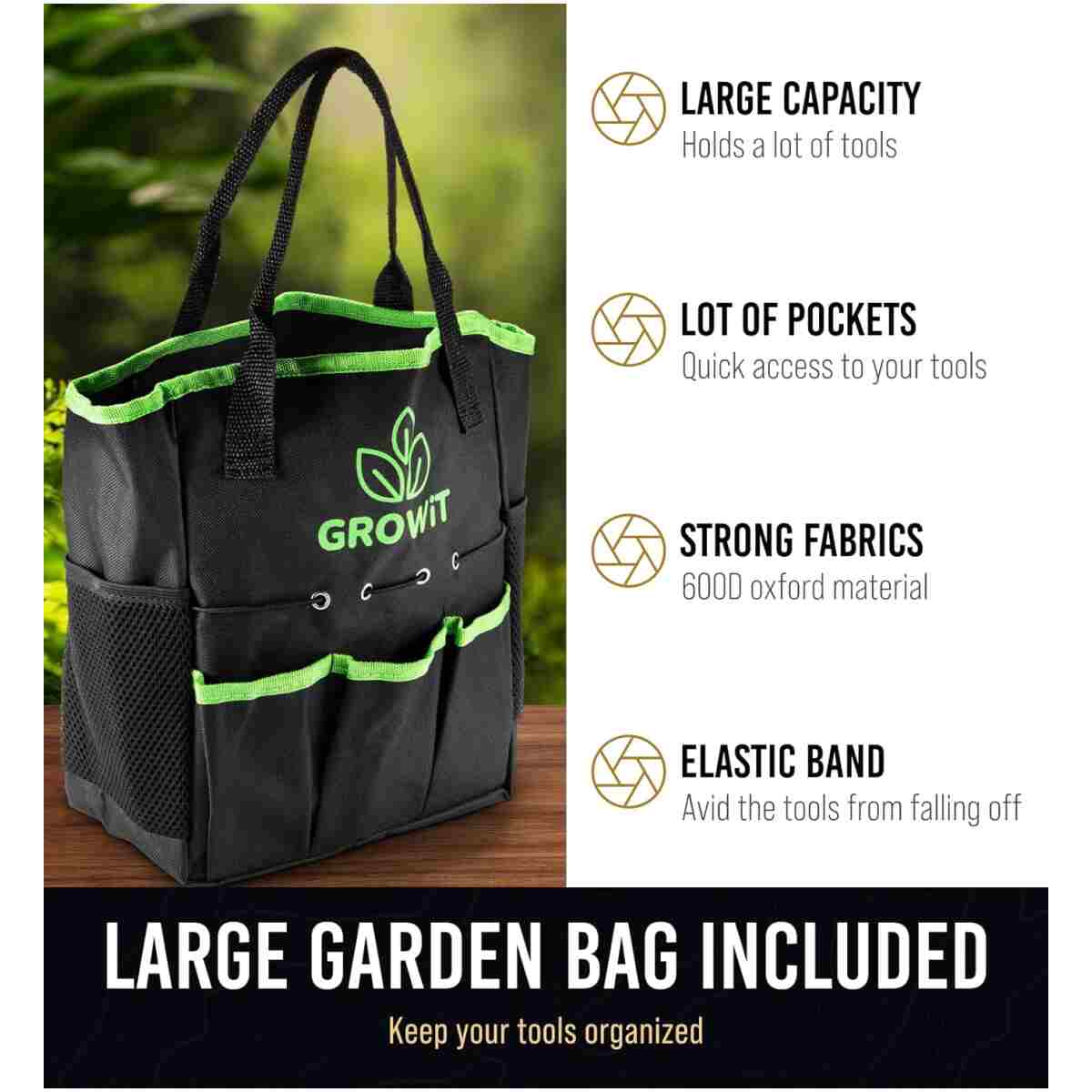GROWIT Heavy Duty Gardening Tools - 22-Piece Gardening Gifts for Women, Mom, Men - Durable, Ergonomic Garden Tool Set