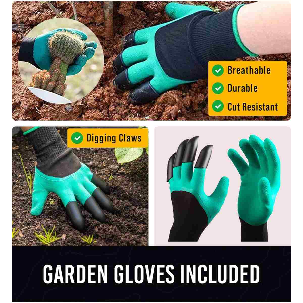 GROWIT Heavy Duty Gardening Tools - 22-Piece Gardening Gifts for Women, Mom, Men - Durable, Ergonomic Garden Tool Set