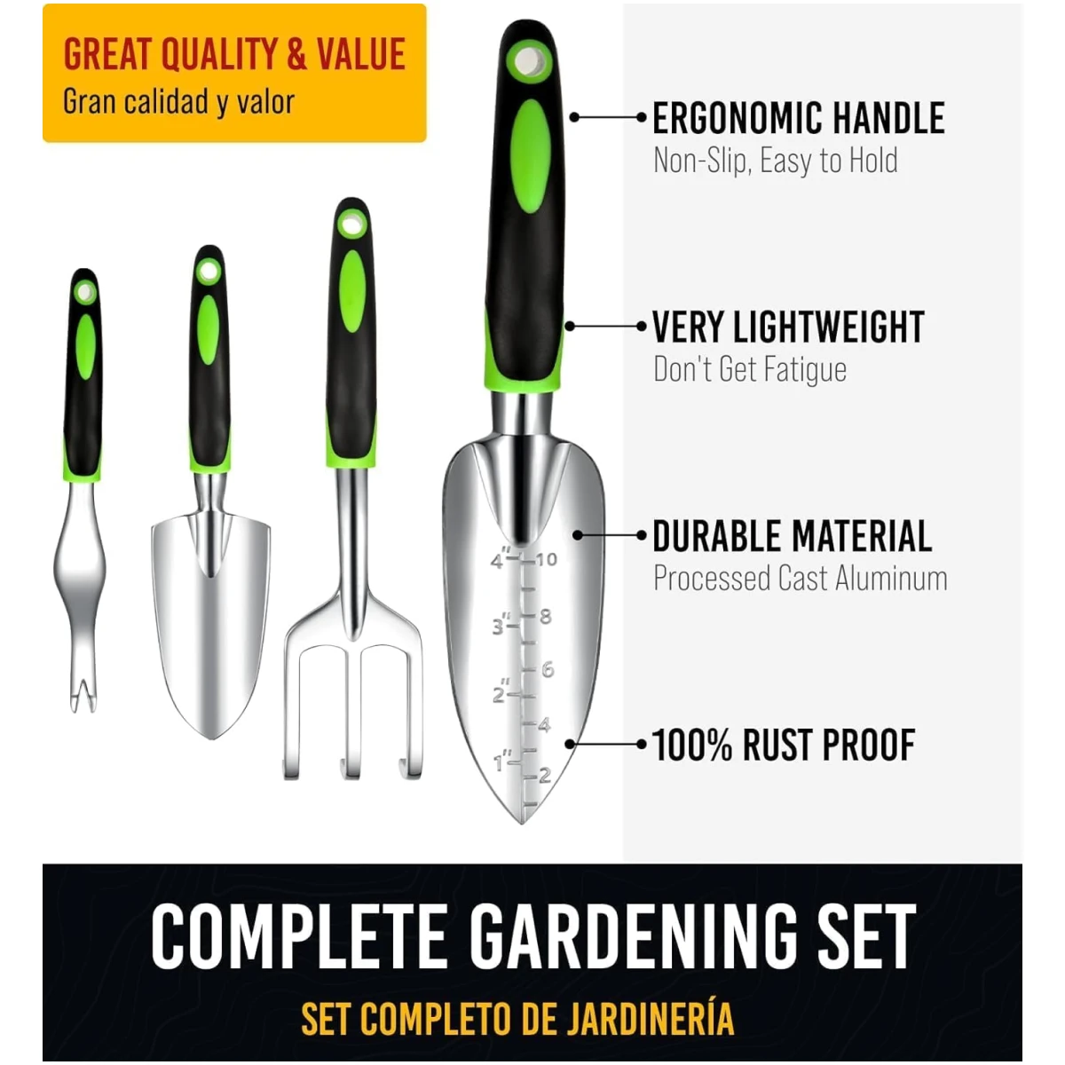 GROWIT Heavy Duty Gardening Tools - 22-Piece Gardening Gifts for Women, Mom, Men - Durable, Ergonomic Garden Tool Set