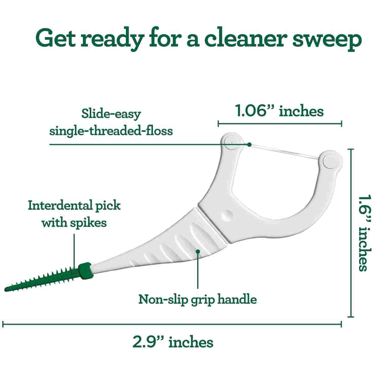 GuruNanda 2 in 1 Dental Floss Picks - Non-Slip Grip Handle, Slide Easy, No Break or Shred Flosser - Complete Oral Care with Interdental Pick for Healthy Teeth & Gums - Mint...