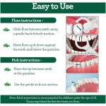 GuruNanda 2 in 1 Dental Floss Picks - Non-Slip Grip Handle, Slide Easy, No Break or Shred Flosser - Complete Oral Care with Interdental Pick for Healthy Teeth & Gums - Mint...