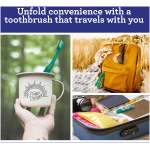 GuruNanda Folding Toothbrush with Built-in Cover, Perfect for Travel, Hiking & Camping, Compact & Portable, On-The-go Toothbrush with Soft Bristles & Ergonomic Handle, for...