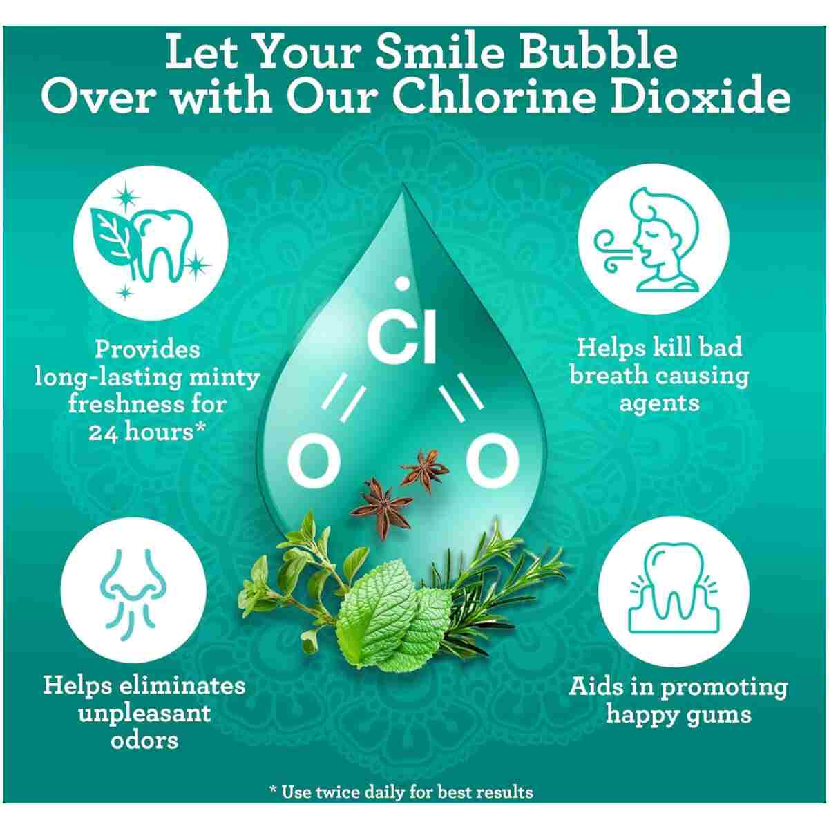 GuruNanda Fresh Breath Mouthwash, ADA-Accepted, Alcohol & Fluoride-Free, Sodium Chlorite, Essential Oils & Vitamins, 12-Hrs Fresh Breath, Wild Mint, 3 oz