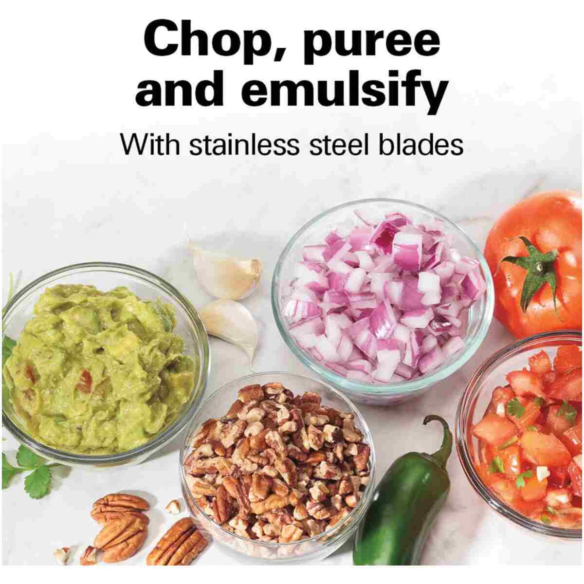 Hamilton Beach Electric Vegetable Chopper & Mini Food Processor, 3-Cup, 350 Watts, for Dicing, Mincing, and Puree, Black (72850)