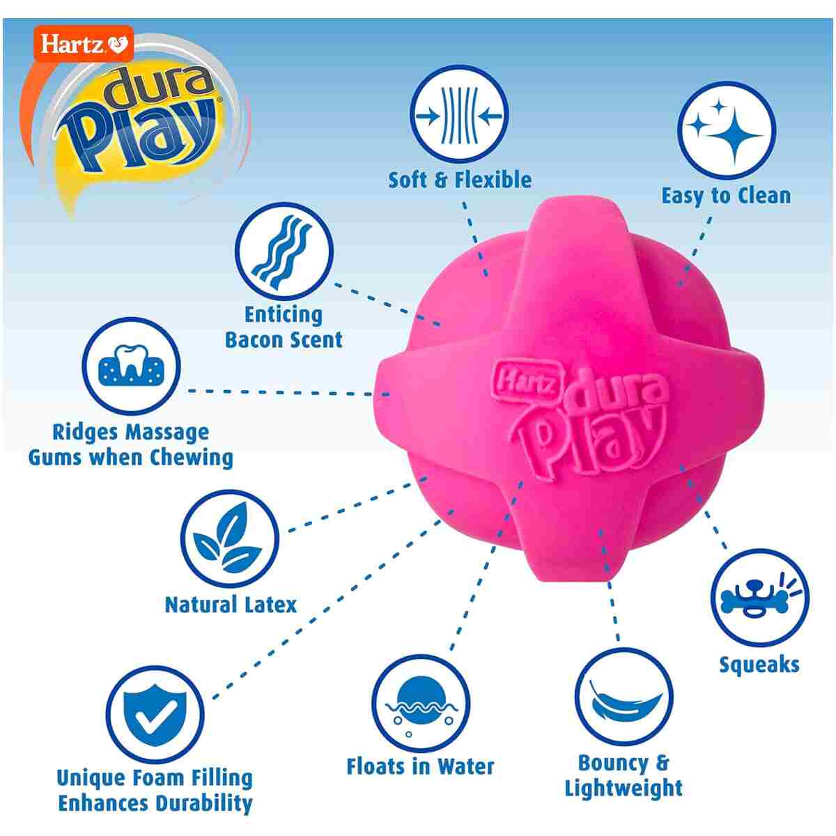 Hartz DuraPlay Bacon Scented Dog Toys, Small (Assorted Color)