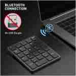 havit Bluetooth Number Pad Wireless Numeric Keypad Numpad 26 Keys Portable Mini Financial Accounting Rechargeable Numeric Pad for Windows Laptop Desktop, PC, Notebook (Black)