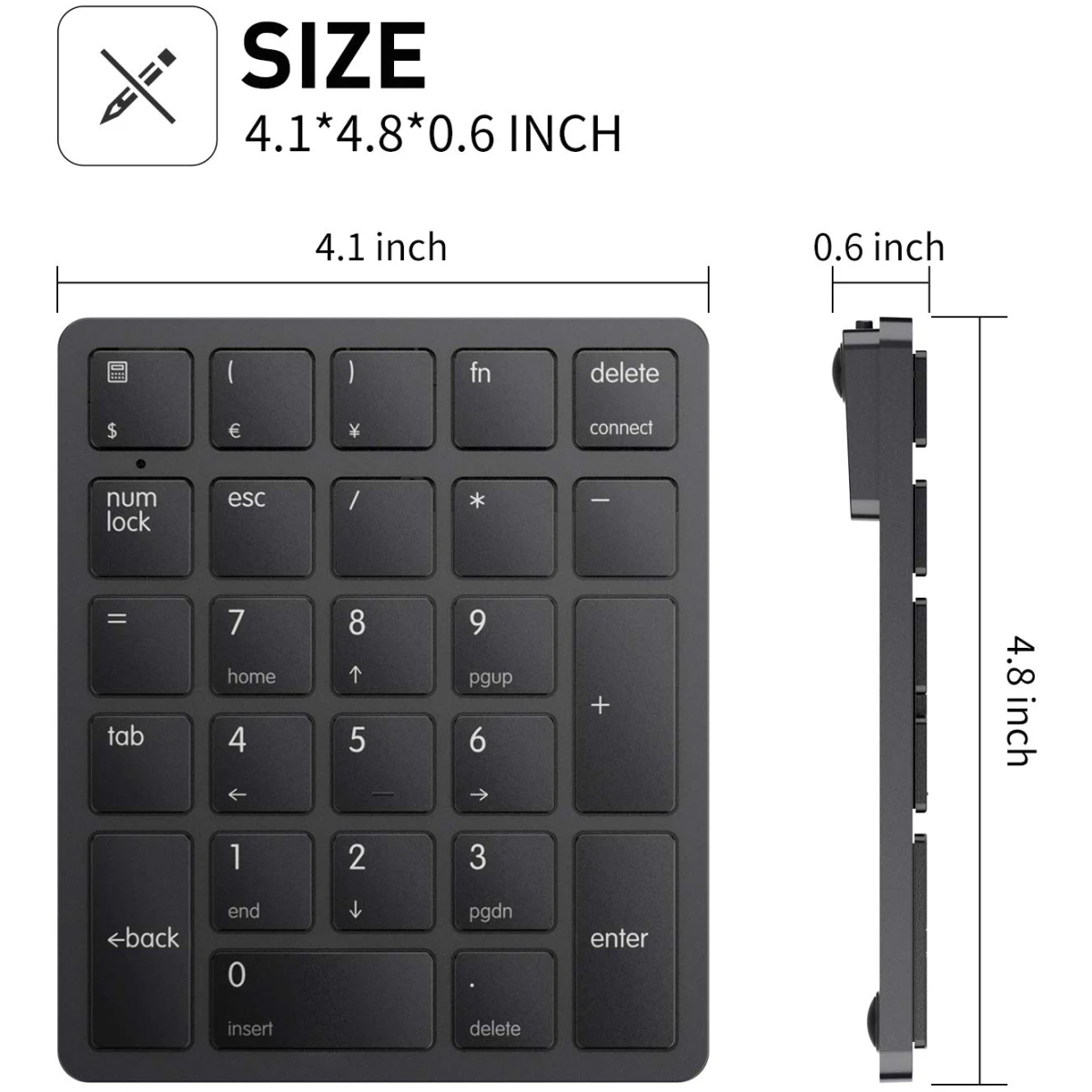 havit Bluetooth Number Pad Wireless Numeric Keypad Numpad 26 Keys Portable Mini Financial Accounting Rechargeable Numeric Pad for Windows Laptop Desktop, PC, Notebook (Black)