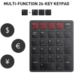 havit Bluetooth Number Pad Wireless Numeric Keypad Numpad 26 Keys Portable Mini Financial Accounting Rechargeable Numeric Pad for Windows Laptop Desktop, PC, Notebook (Black)