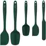 HOTEC Heat Resistant 600℉ Food Grade Silicone Rubber Spatula Set for Baking, Cooking, and Mixing Non Stick Dishwasher Safe BPA-Free Multicolor Set of 5