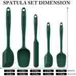 HOTEC Heat Resistant 600℉ Food Grade Silicone Rubber Spatula Set for Baking, Cooking, and Mixing Non Stick Dishwasher Safe BPA-Free Multicolor Set of 5