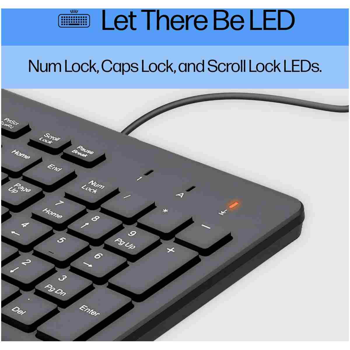 HP 150 Wired Keyboard with Numeric Keypad - Silent-Touch Chiclet Keyboard - Ergonomic, Comfortable - USB Plug-and-Connectivity, LED Indicators (664R5AA, Black)