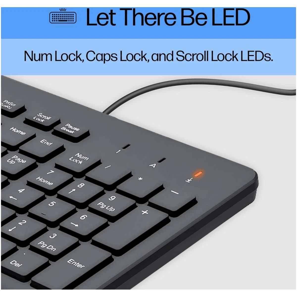 HP 150 Wired Keyboard with Numeric Keypad - Silent-Touch Chiclet Keyboard - Ergonomic, Comfortable - USB Plug-and-Connectivity, LED Indicators (664R5AA, Black)