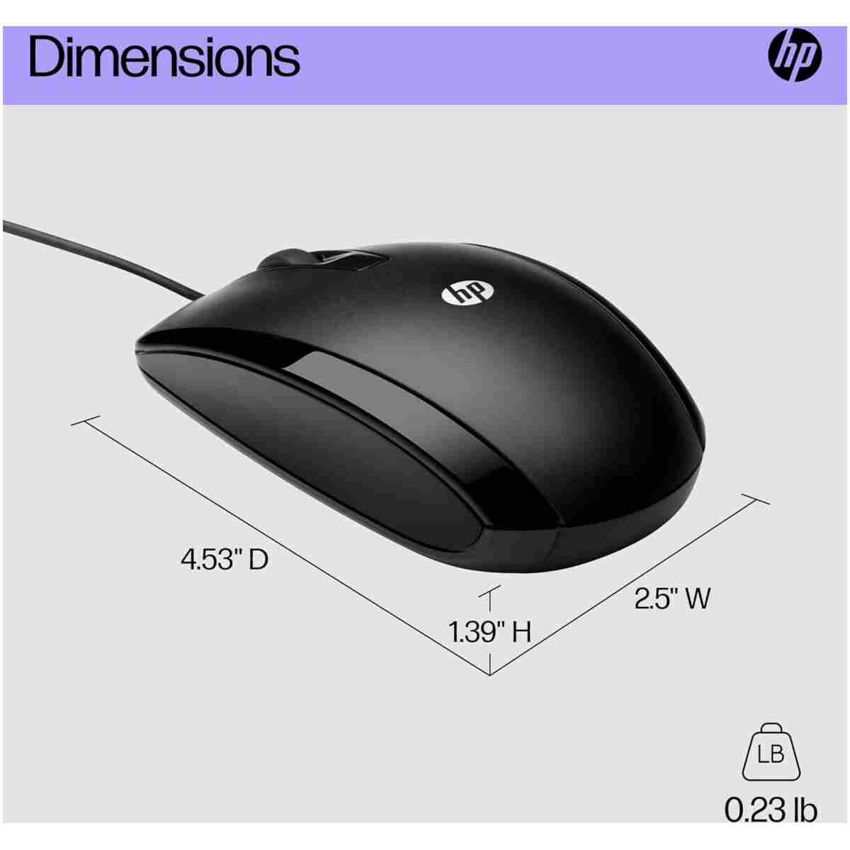 HP X500 - Wired USB Mouse for Windows PC Desktop, Laptop, Notebook, Mac, computerand Chromebook, for Righty or Lefty Use (E5E76AA#ABA),Black