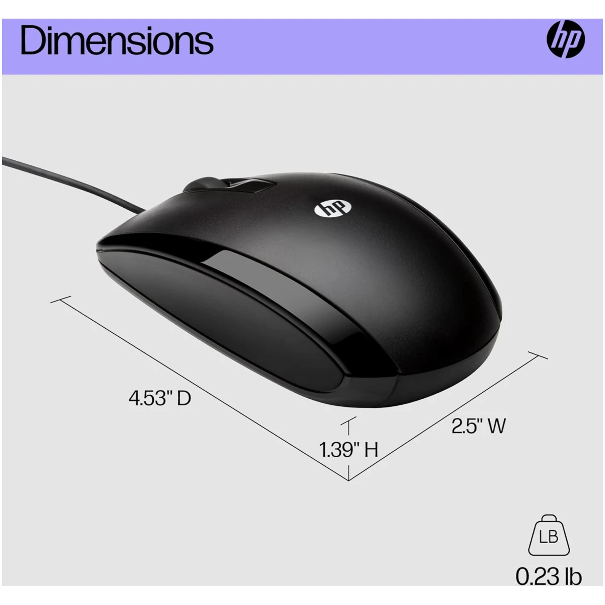 HP X500 - Wired USB Mouse for Windows PC Desktop, Laptop, Notebook, Mac, computerand Chromebook, for Righty or Lefty Use (E5E76AA#ABA),Black