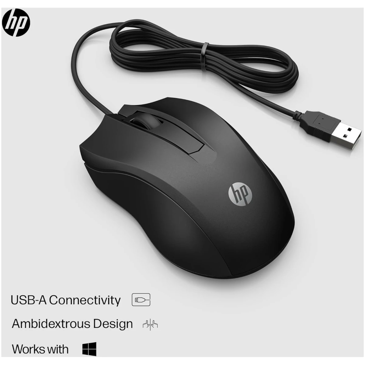 HP X500 - Wired USB Mouse for Windows PC Desktop, Laptop, Notebook, Mac, computerand Chromebook, for Righty or Lefty Use (E5E76AA#ABA),Black
