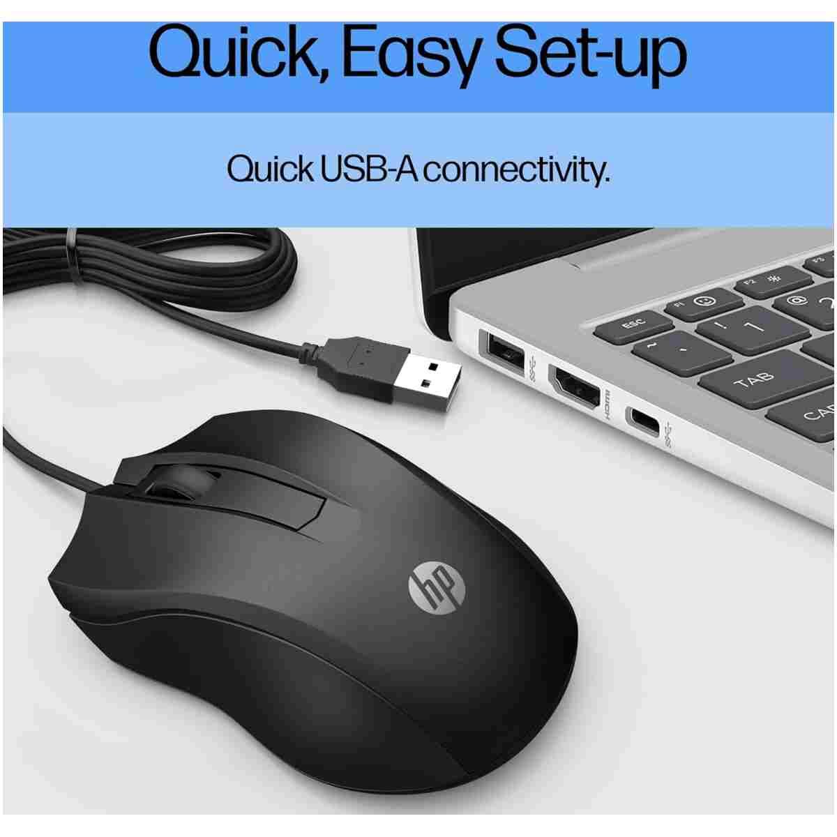 HP X500 - Wired USB Mouse for Windows PC Desktop, Laptop, Notebook, Mac, computerand Chromebook, for Righty or Lefty Use (E5E76AA#ABA),Black