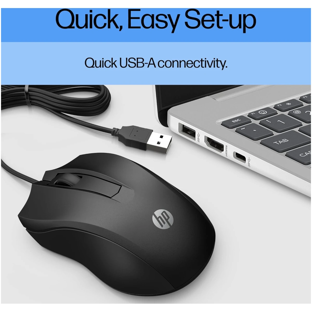 HP X500 - Wired USB Mouse for Windows PC Desktop, Laptop, Notebook, Mac, computerand Chromebook, for Righty or Lefty Use (E5E76AA#ABA),Black