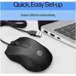 HP X500 - Wired USB Mouse for Windows PC Desktop, Laptop, Notebook, Mac, computerand Chromebook, for Righty or Lefty Use (E5E76AA#ABA),Black