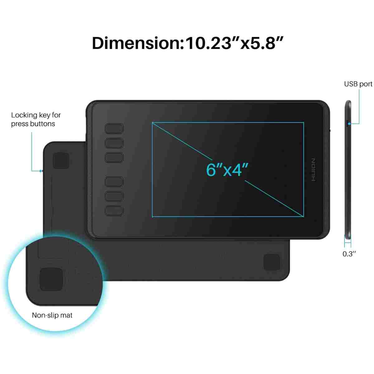 HUION Inspiroy H640P Drawing Tablet, 6x4 inch Digital Art with Battery-Free Stylus, 8192 Pen Pressure, 6 Hot Keys, Graphics Tablet for Drawing, Writing, Design, Teaching, Work...