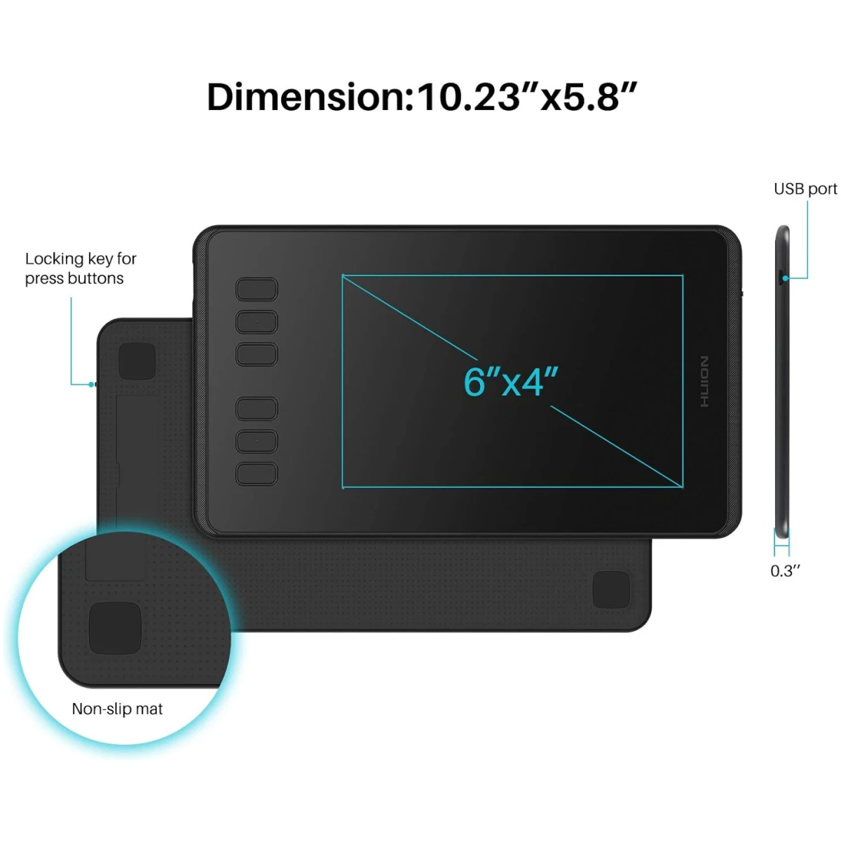 HUION Inspiroy H640P Drawing Tablet, 6x4 inch Digital Art with Battery-Free Stylus, 8192 Pen Pressure, 6 Hot Keys, Graphics Tablet for Drawing, Writing, Design, Teaching, Work...