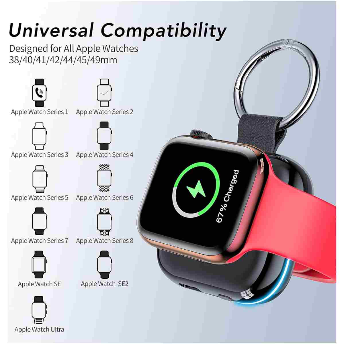 HUOTO Portable Charger for Apple Watch,Wireless Magnetic iWatch Charger 1200mAh Power Bank Travel Keychain Accessories Smart Chargers for Apple Watch Series...