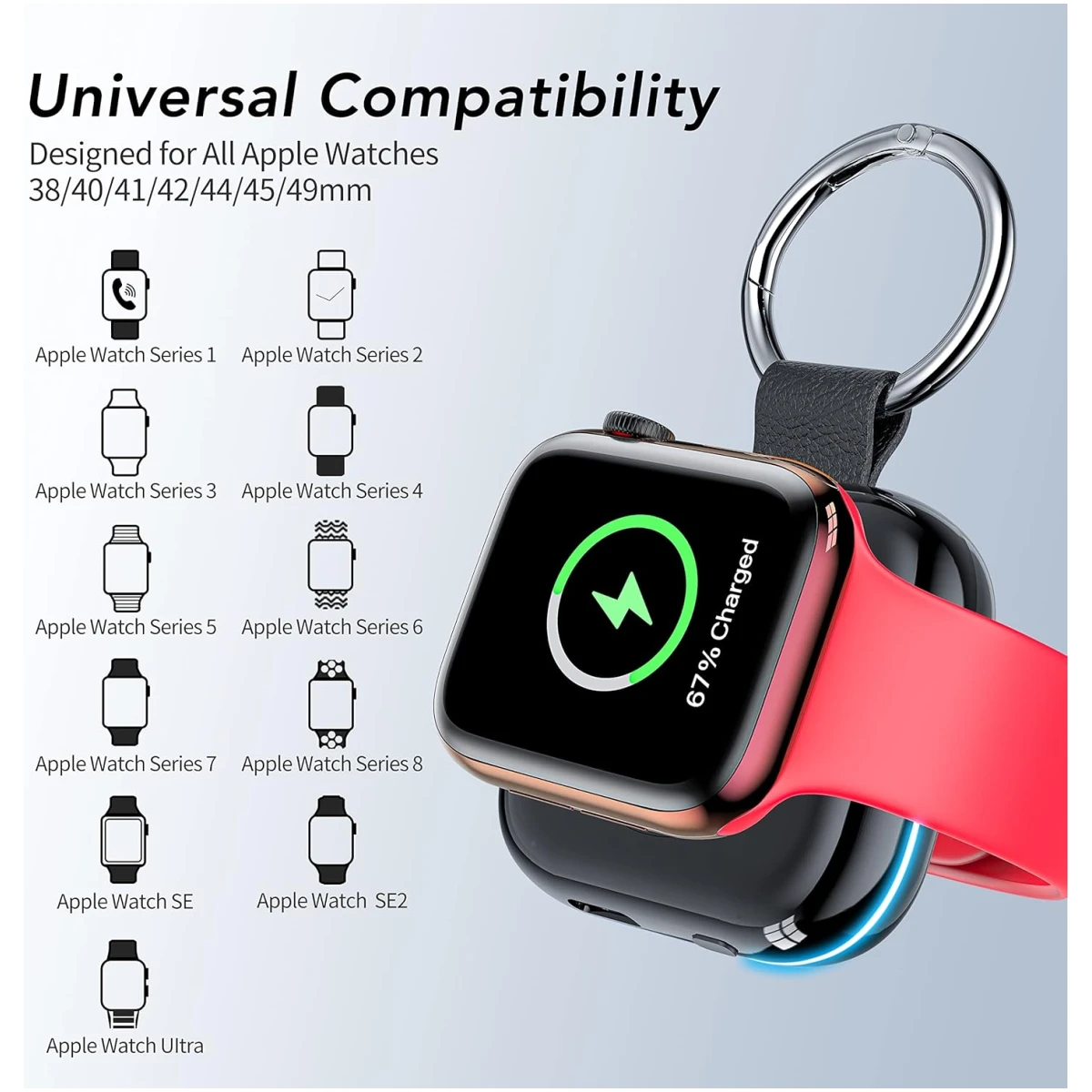 HUOTO Portable Charger for Apple Watch,Wireless Magnetic iWatch Charger 1200mAh Power Bank Travel Keychain Accessories Smart Chargers for Apple Watch Series...