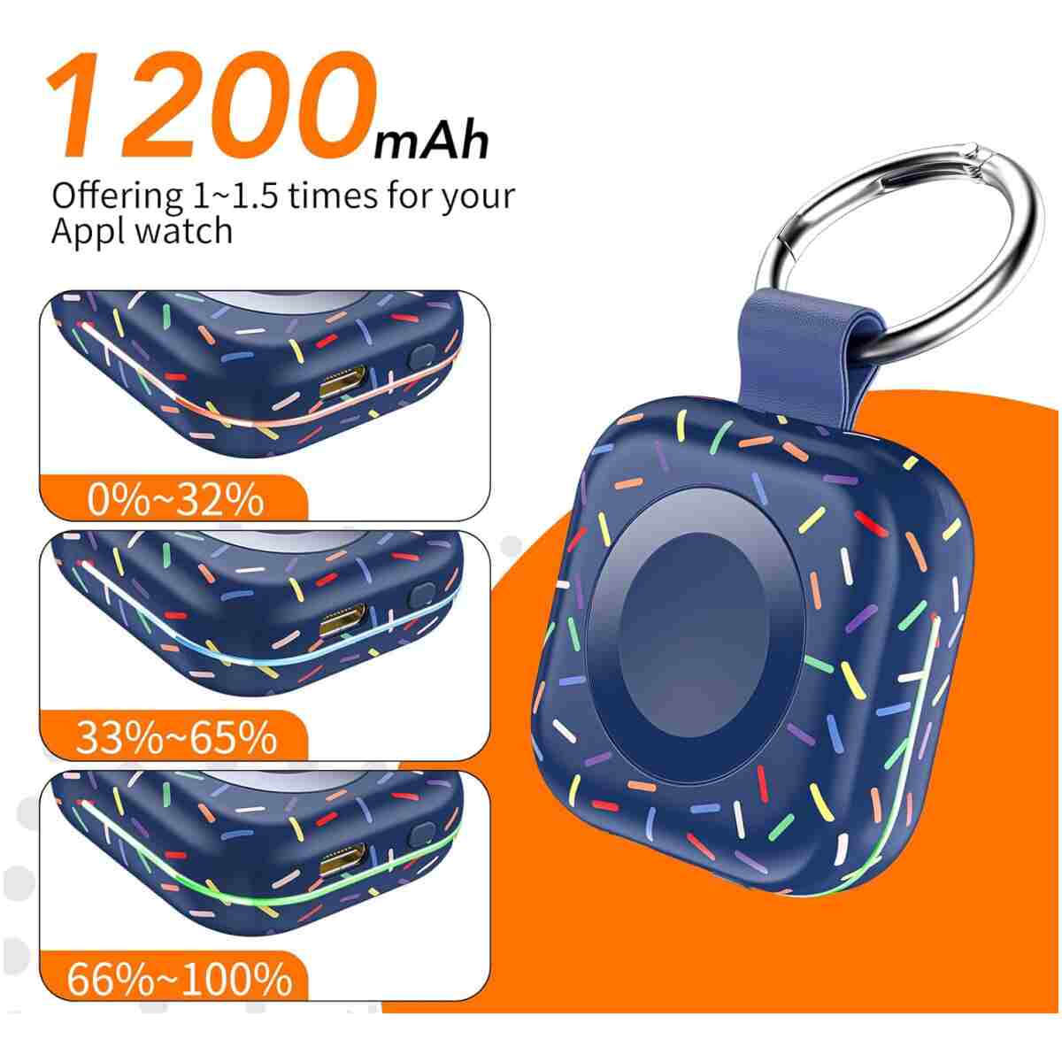 HUOTO Portable Charger for Apple Watch,Wireless Magnetic iWatch Charger 1200mAh Power Bank Travel Keychain Accessories Smart Chargers for Apple Watch Series...