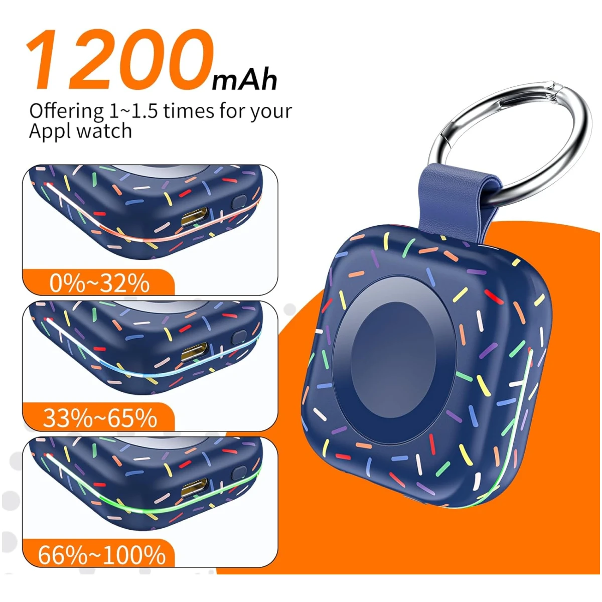 HUOTO Portable Charger for Apple Watch,Wireless Magnetic iWatch Charger 1200mAh Power Bank Travel Keychain Accessories Smart Chargers for Apple Watch Series...