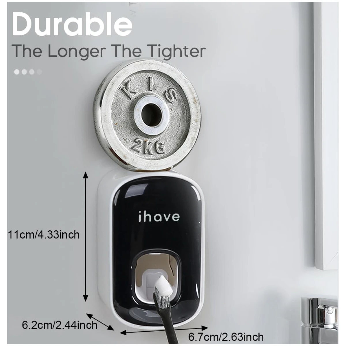 iHave Automatic Toothpaste Dispenser - Smart Bathroom Accessories with Dual-Position Technology and Sturdy Adhesive Strip, Stylish Bathroom Decor and Accessories