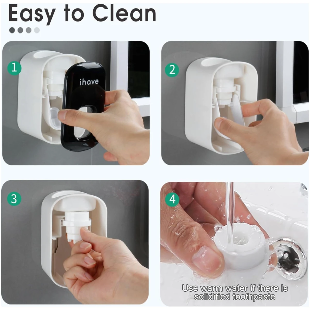 iHave Automatic Toothpaste Dispenser - Smart Bathroom Accessories with Dual-Position Technology and Sturdy Adhesive Strip, Stylish Bathroom Decor and Accessories
