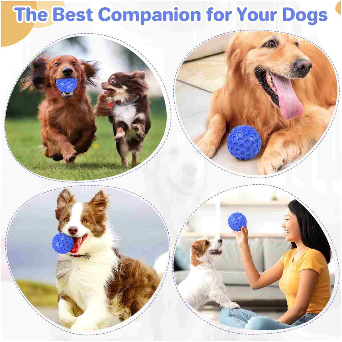 Indestructible Squeaky Dog Ball, Relieves Anxiety, Cleans Teeth, Interactive Chew Toy for Aggressive Chewers, Dog Toy for Large Breeds, Outdoor Waterproof