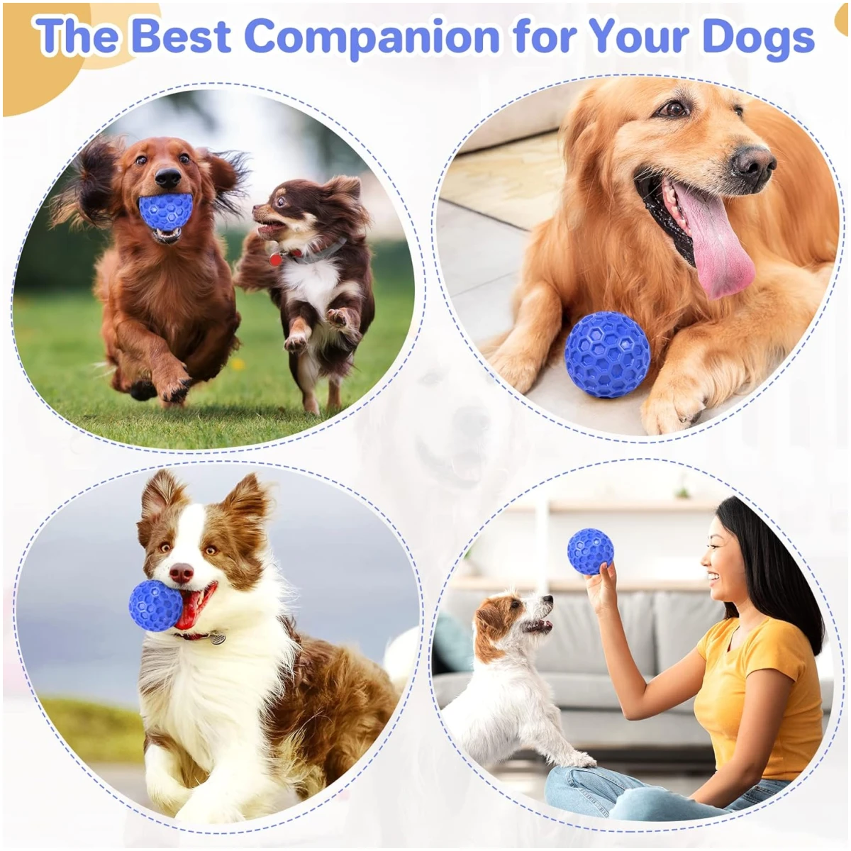 Indestructible Squeaky Dog Ball, Relieves Anxiety, Cleans Teeth, Interactive Chew Toy for Aggressive Chewers, Dog Toy for Large Breeds, Outdoor Waterproof